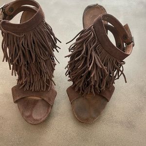 Jeffrey Campbell suede fringe heels